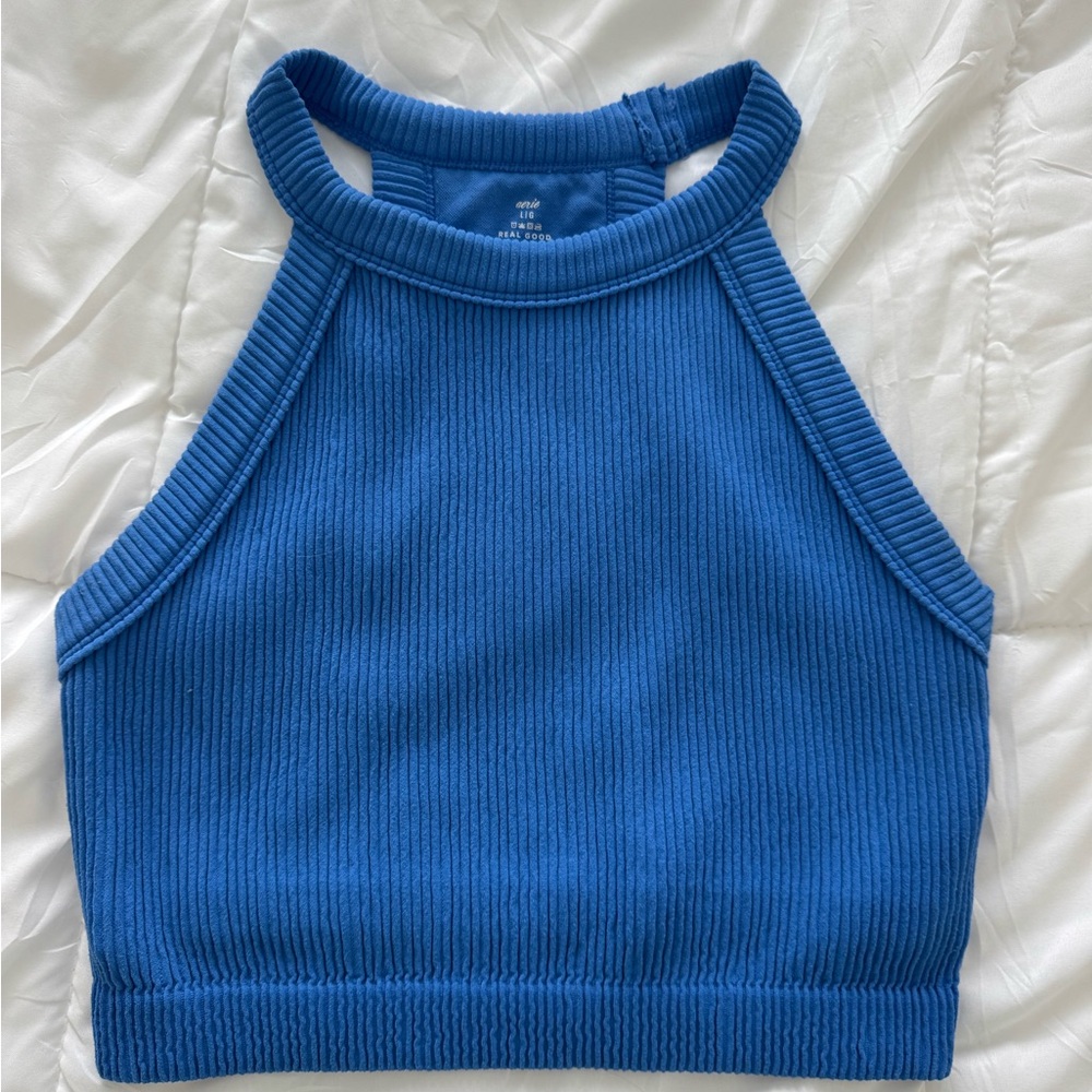 Aerie Blue Ribbed Crop Top